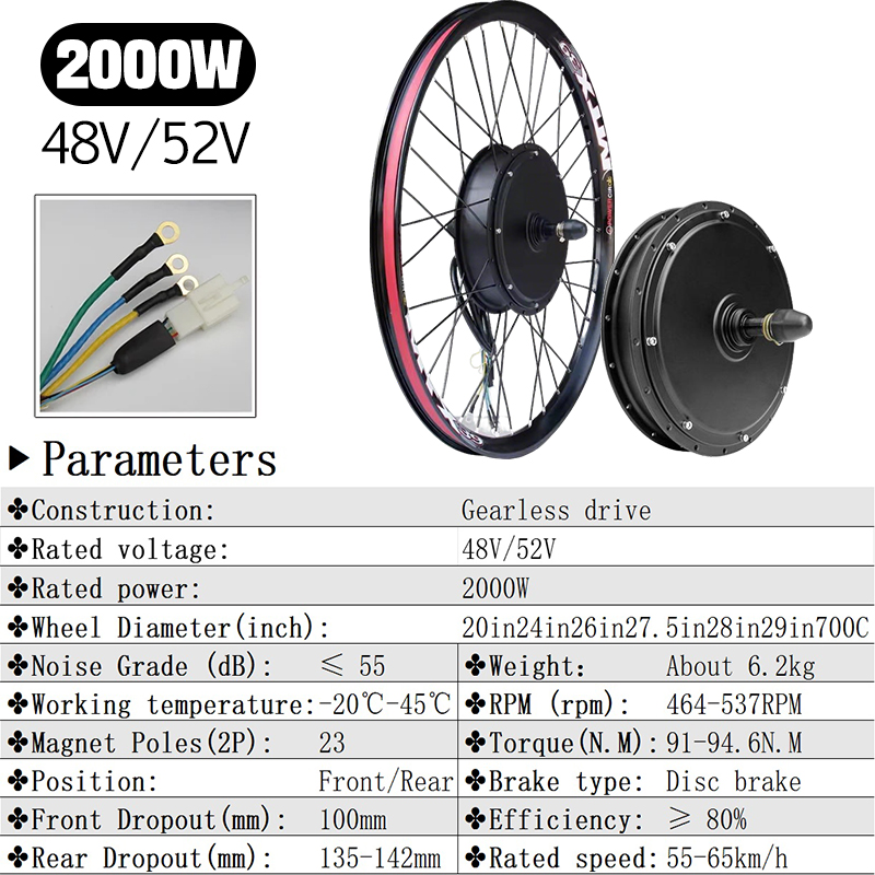 MTX 48V52V 2000W Ebike Motor W - đánh giá và giá Ebike Conversion Kit 72V 3000W